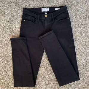 Frame Denim Black Skinny Jeans with Gold Hardware